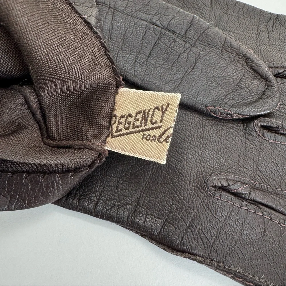 Vintage Regency For Alexander Real Kid Skin Leather Silk Lining Gloves Women